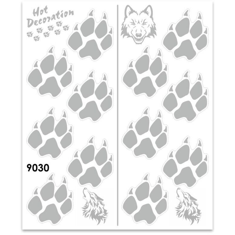 Adesivi Stickers Giganti Orme Lupo 24 x 20 cm - Colore: ARGENTO