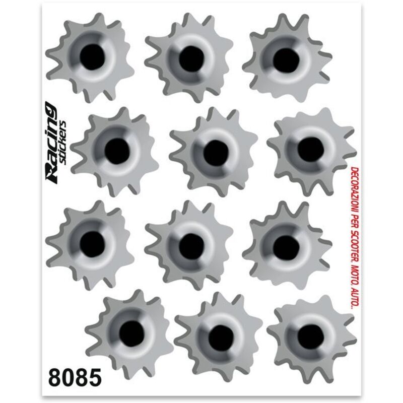 Adesivi Stickers Medi Fori di Proiettili 13,5 x 16 cm