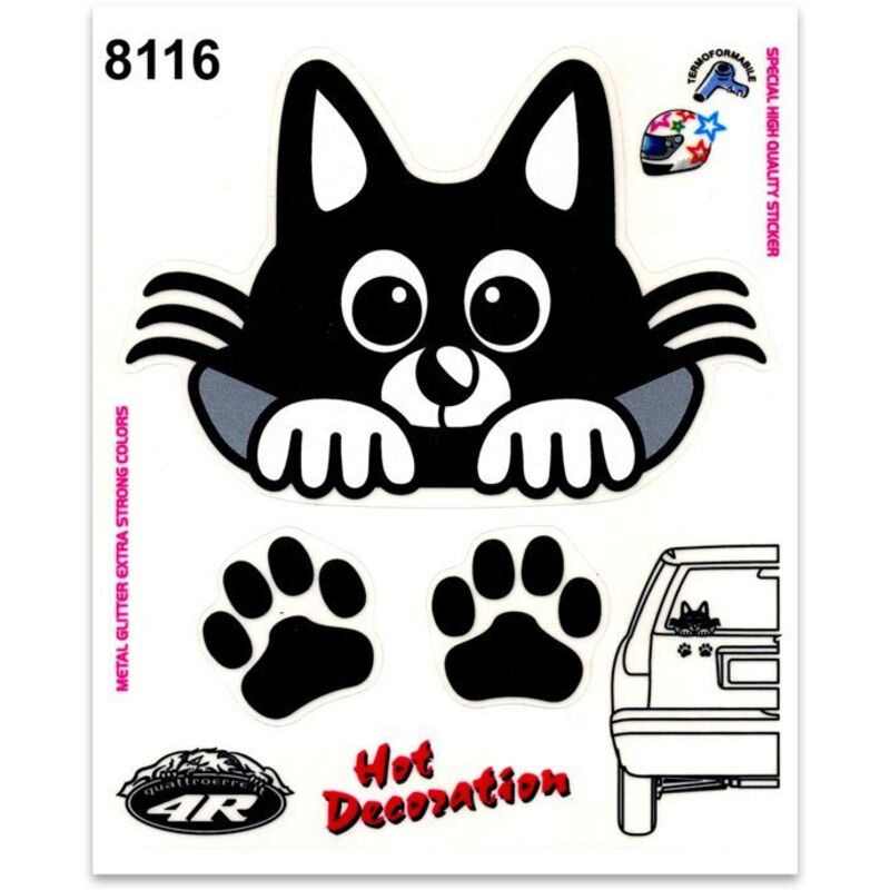 Adesivi Stickers Medi Gattino Auto 13,5 x 16 cm