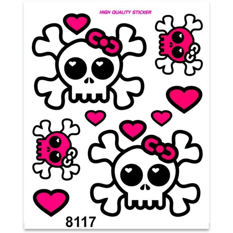 Adesivi Stickers Medi Teschio con Fiocchetto 13,5 x 16 cm