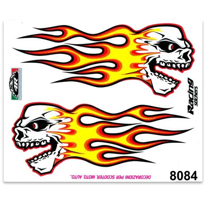Adesivi Stickers Medi Teschio Infiammato 13,5 x 16 cm