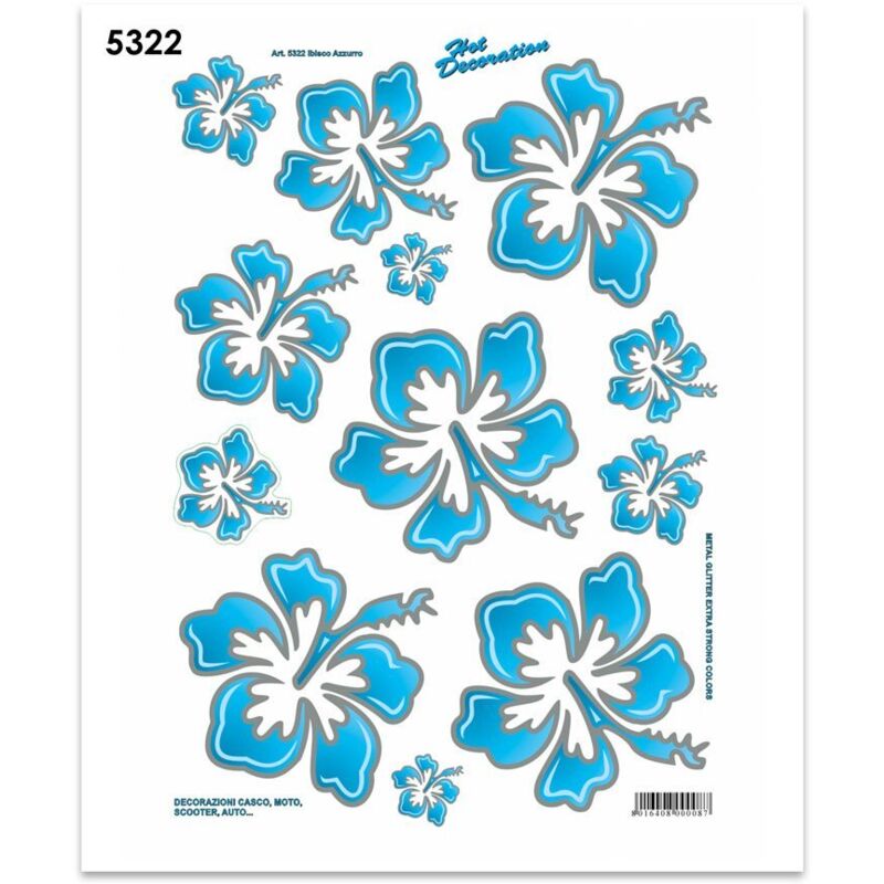 Adesivi Stickers Midi Fiori 35 x 25 cm - Colore: AZZURRO