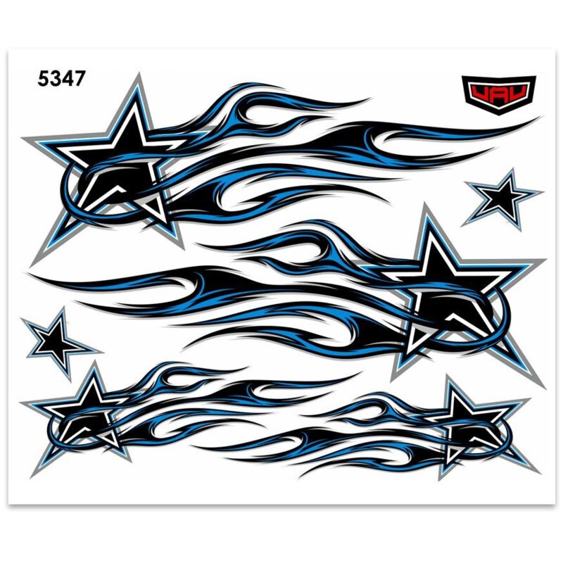 Adesivi Stickers Midi Stella in Fiamme 35 x 25 cm - Colore: BLU