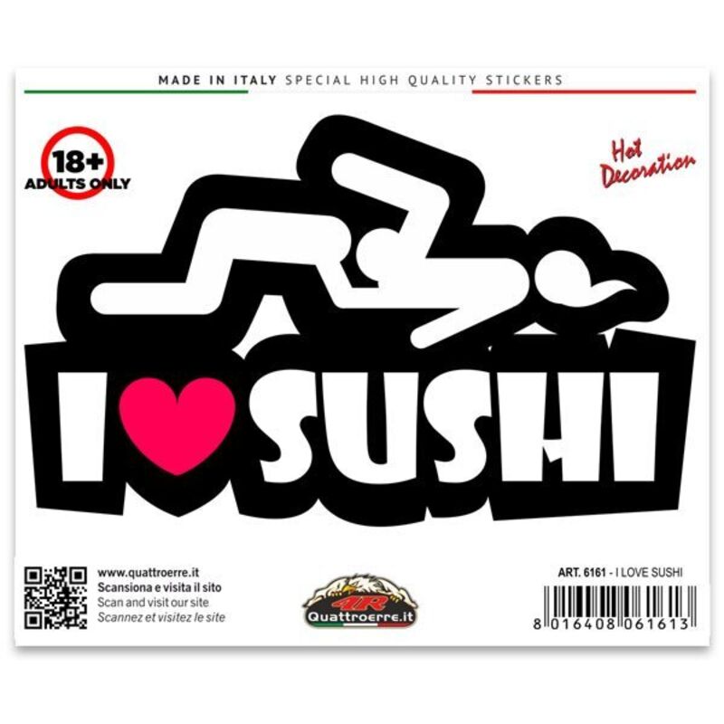 Adesivi Stickers Standard I Love Sushi 10 x 12 cm