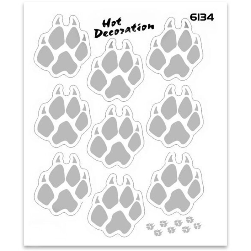 Adesivi Stickers Standard Zampe Lupo 10 x 12 cm - Colore: ARGENTO