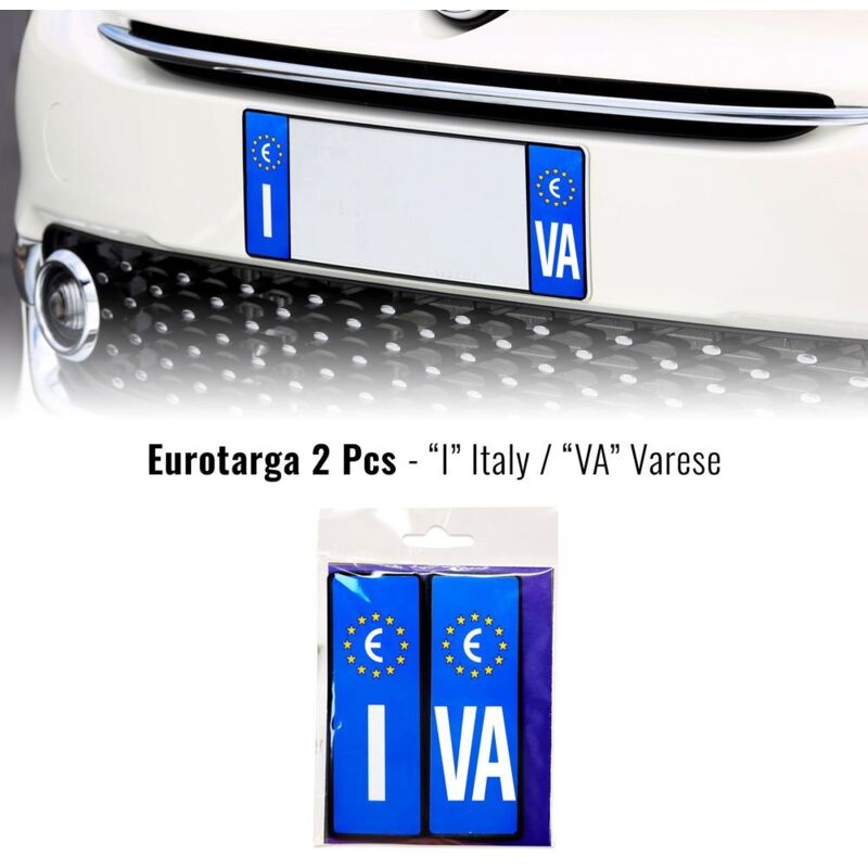 Adesivi Targa Auto Italia Europa Provincia con Placchetta Rigida - Sigla: VA