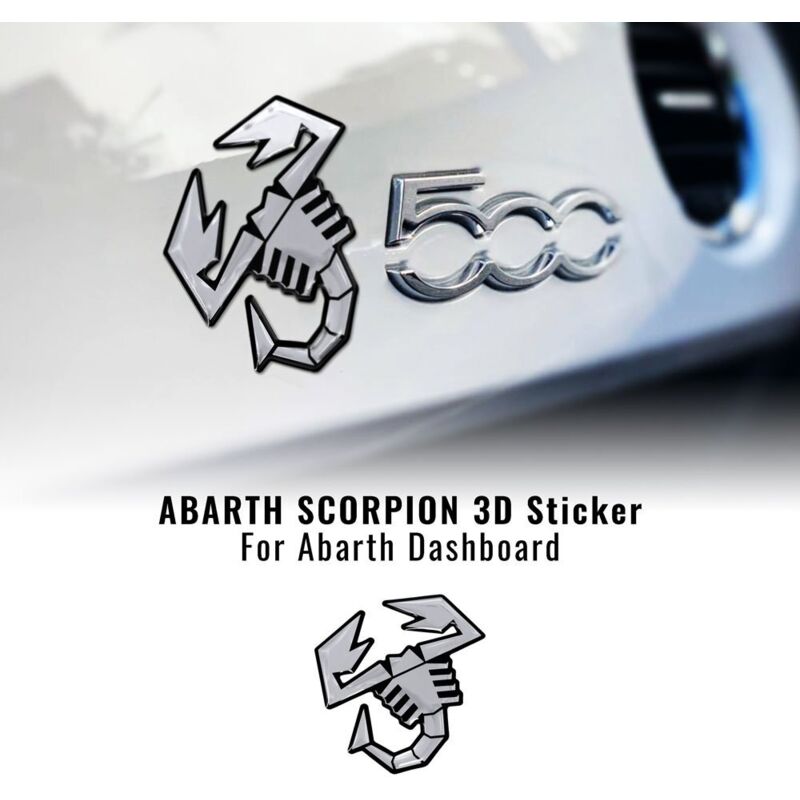 Adesivo 3D per Plancia Cruscotto Fiat 500 Abarth - Colore: ARGENTO