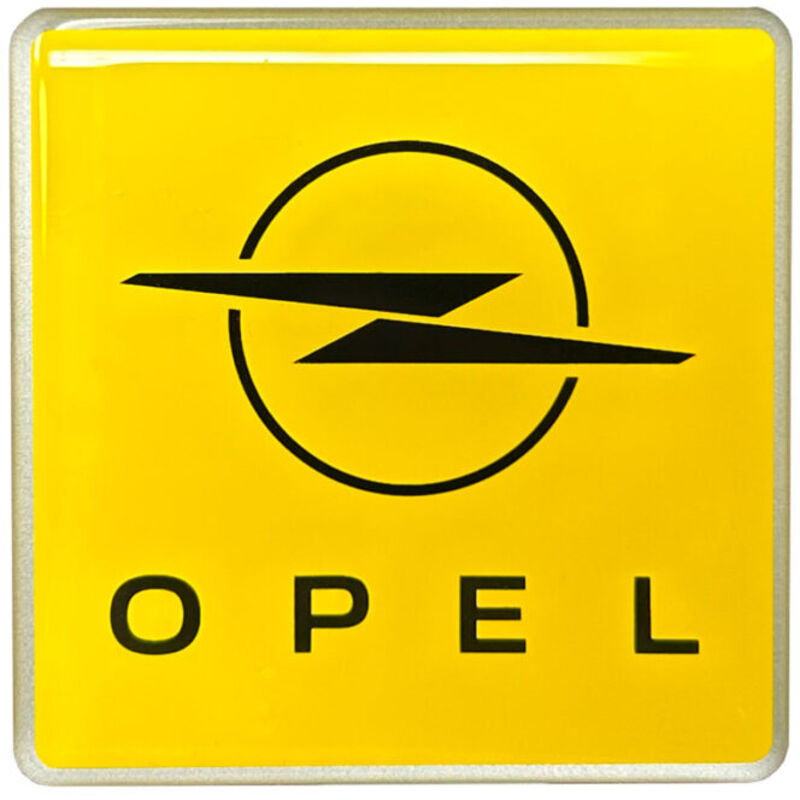 Adesivo 3D Stemma Quadrato Opel Ufficiale, 52 mm - Colore: GIALLO