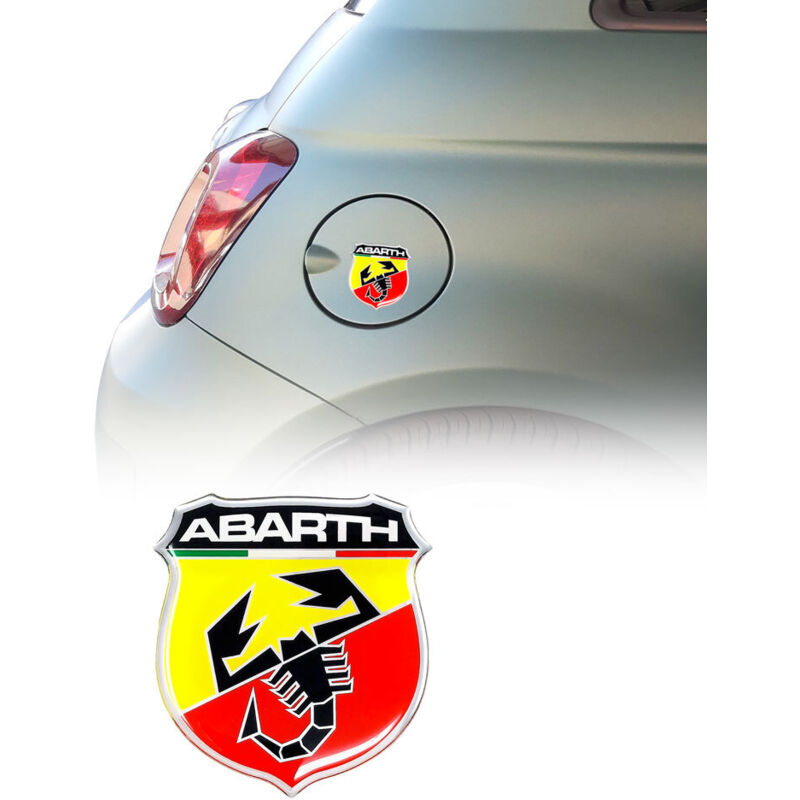 Adesivo 3D Ufficiale Abarth per Tappo Serbatoio Fiat 500 Abarth, Scudetto, Dimensioni 80 mm