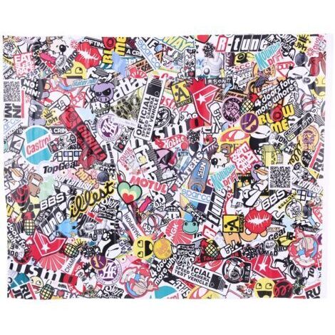 Adesivo a fumetti, elastico e resistente, 50 x 75 cm, con adesione ad alta temperatura, con un accattivante motivo a teschio per decorare auto e moto.