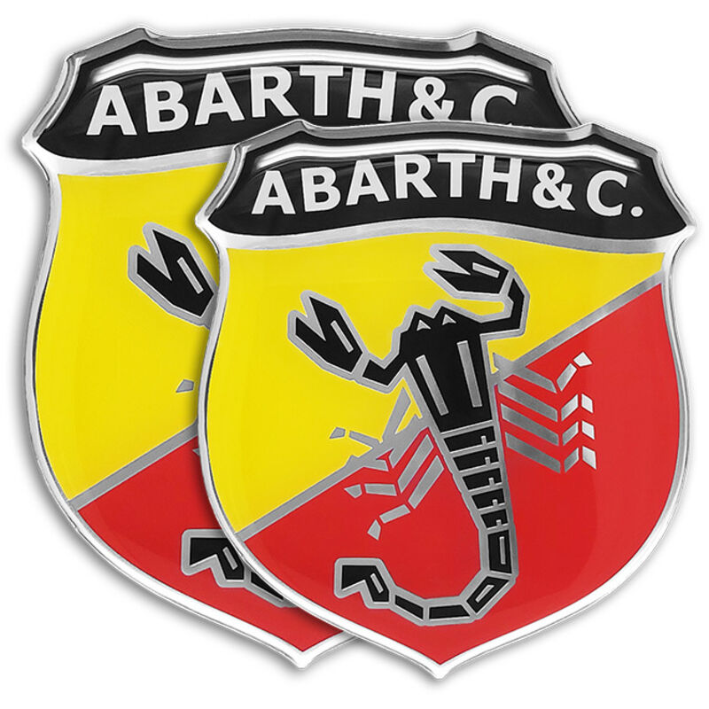 Adesivo Abarth 3D Vintage Ricambio Logo per 500 - Confezione: ANTERIORE + POSTERIORE