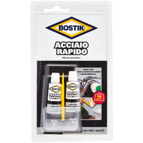 Adesivo "Acciaio Rapido" bicomponente con elevata resistenza in confezione da due pezzi da 15 ml -1 confezione