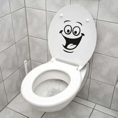 Adesivo con faccina sorridente, divertente decorazione murale per WC, bagno, cucina, in PVC, 1 colore, 18 x 24 cm