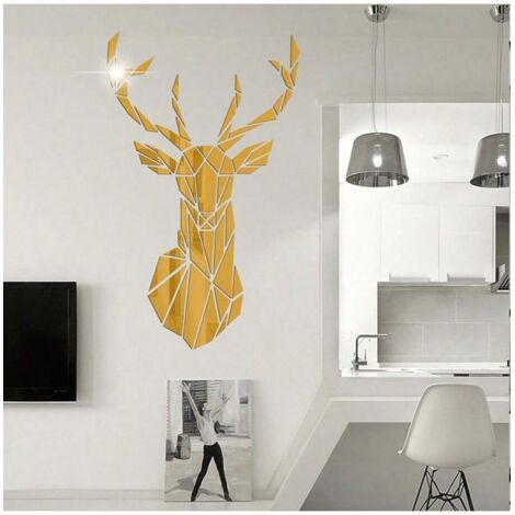 Adesivo da parete a specchio 3D, specchio acrilico autoadesivo per la decorazione d'interni fai da te (oro)
