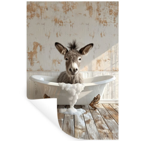 ADESIVO DA PARETE Asino - Animali - Vasca da bagno - Schiuma 40x60 cm