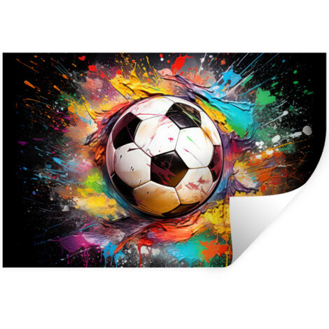 ADESIVO DA PARETE Calcio - Vernice - Colori - Nero - Bianco 120x80 cm