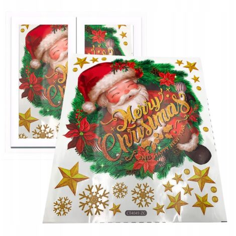 Adesivo decorativo per finestra e porta di Natale, Babbo Natale, stelle, 50 m