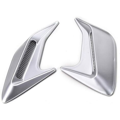 Adesivo decorativo per presa d'aria per auto KZQ, 2 pezzi, griglia di ventilazione universale per flusso d'aria, accessorio modificato, placcato argento.