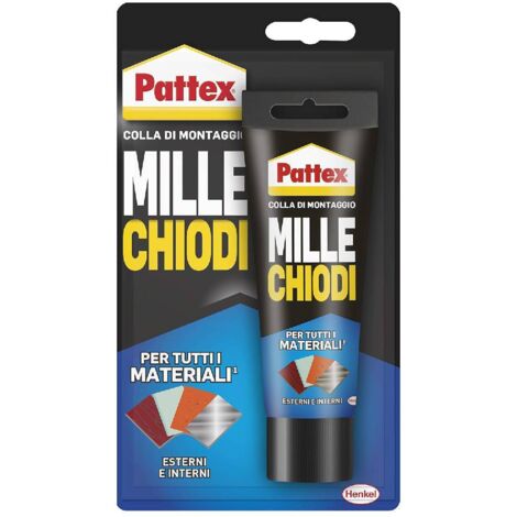 Adesivo di montaggio millechiodi "Esterni e Interni" resistente all'acqua bianco in tubetto da 100 gr -12 pezzi