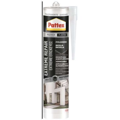 Adesivo e sigillante pattex flextreme 280 ml, incolla e sigilla tutti i materiali, trasparente