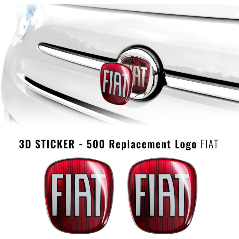 Adesivo Fiat 3D Ricambio Logo per 500 - Confezione: ANTERIORE + POSTERIORE - Colore: COLOR