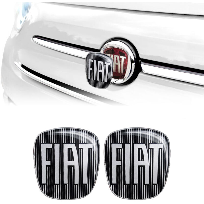 Adesivo Fiat 3D Ricambio Logo per 500 - Confezione: ANTERIORE + POSTERIORE - Colore: NERO
