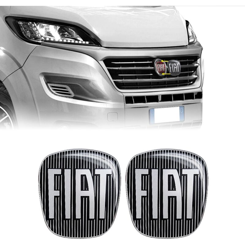 Adesivo Fiat 3D Ricambio Logo per Ducato - Colore: NERO - Confezione: ANTERIORE + POSTERIORE