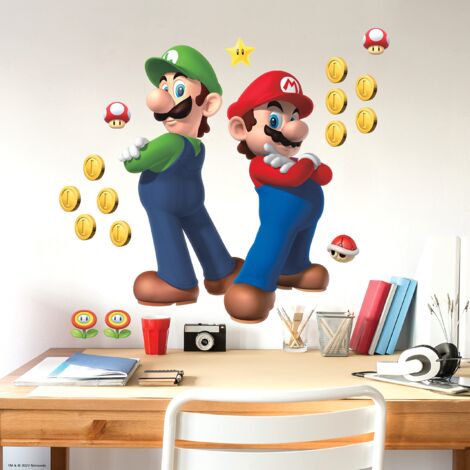 Adesivo gigante Super Mario Bros. e Luigi riposizionabile
