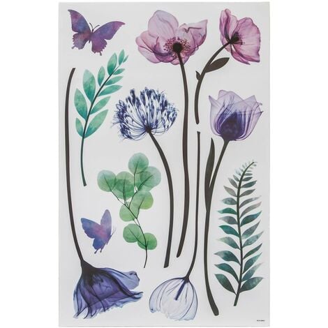 Adesivi 75 * 130cm 3d Fiori blu Farfalle Adesivi da parete Rimovibile  Vinile Grande Decalcomanie da parete Decorazioni artistiche Decorazioni  decori per camera da letto Soggiorno Ufficio S