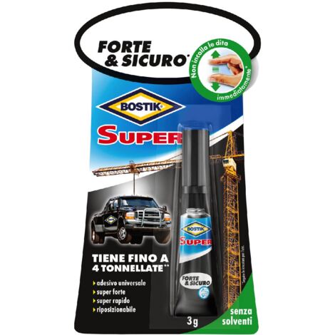 Adesivo istantaneo "Forte e sicuro" super rapido trasparente e inodore in tubetto da 3 gr -12 pezzi