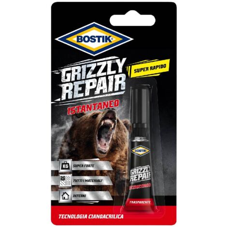 Adesivo istantaneo "Grizzly Repair" universale extra rapido e forte in tubetto da 3 gr -1 Pezzo