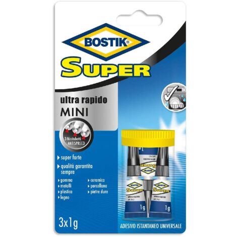 Adesivo istantaneo universale "Super mini" resistente in confezione da tre pezzi da 1 gr -1 confezione