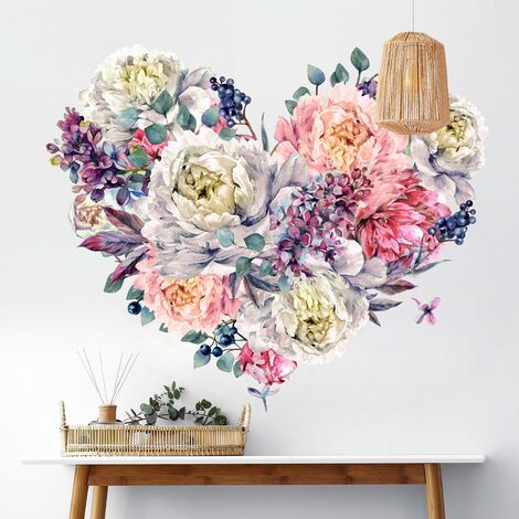 Decorazione, Adesivo Occasioni speciali, CUORE CON PEONIES