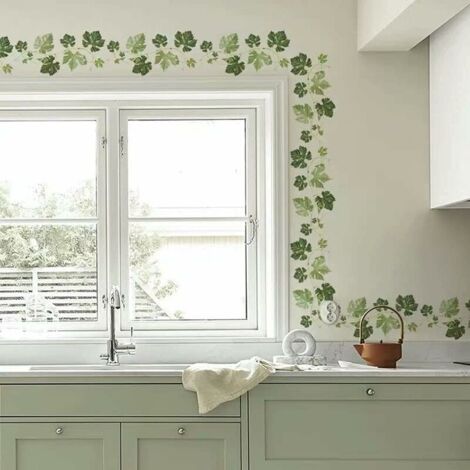 Adesivo murale con motivo a vite, 1,7 MI, autoadesivo, piante verdi, edera  Decorazione per soggiorno, camera da letto, cucina