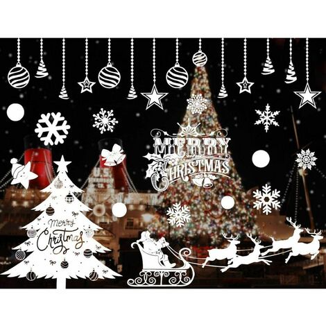 Adesivo per finestra di Natale Adesivo classico Noel Deco Fiocchi Pupazzo di neve Pupazzo di neve Fiocco di neve Campane per vetrine Uffici Caffè Bar