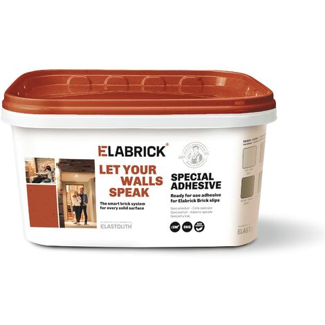 Adesivo per mattoni Elabrick, 5kg, pronto all'uso, colla monocomponente in pasta, Bianco, Copre 2m², adatto sia per uso indoor che outdoor, fai da te, ristrutturazione casa, vernici.