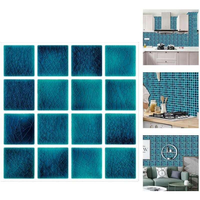 Image of Adesivo per piastrelle a mosaico per bagno e cucina, 30 pezzi Adesivi per piastrelle Adesivo da parete impermeabile, Adesivi per piastrelle adesivi