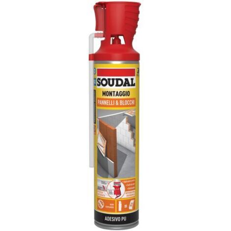 Adesivo poliuretanico pannelli e blocchi con applicatore soudal 600 ml