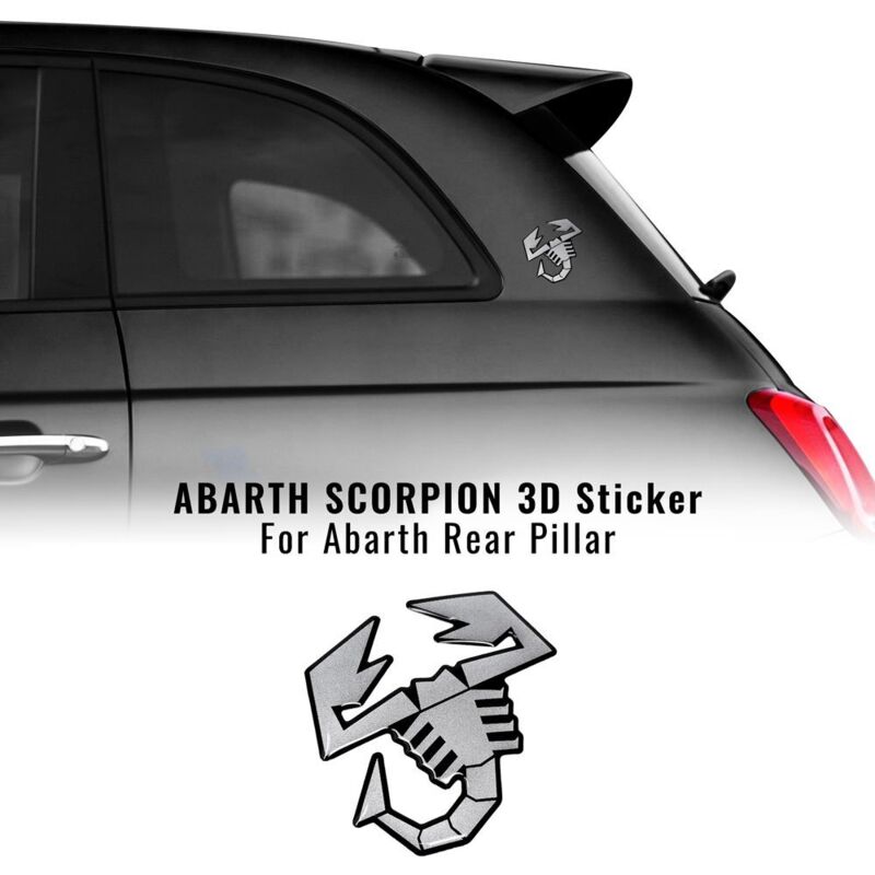 Adesivo Scorpione 3D per Montante Laterale Fiat 500 Abarth - Colore: ARGENTO SATINATO