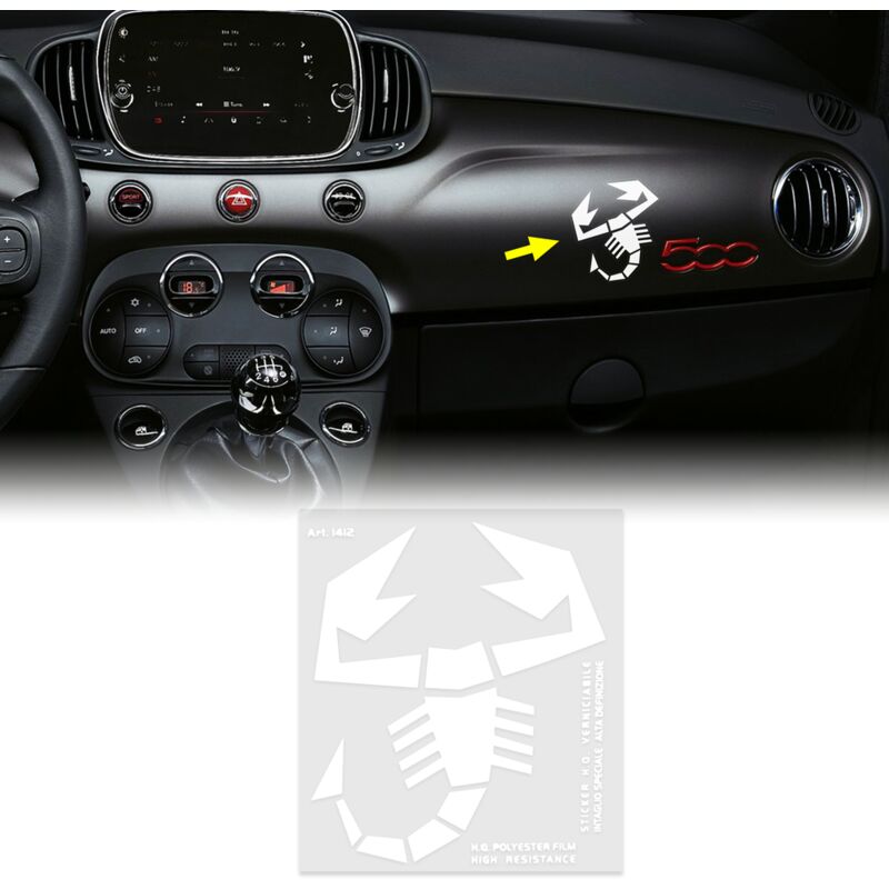 Adesivo Scorpione Abarth Prefustellato, h 10.5 cm - Colore: BIANCO