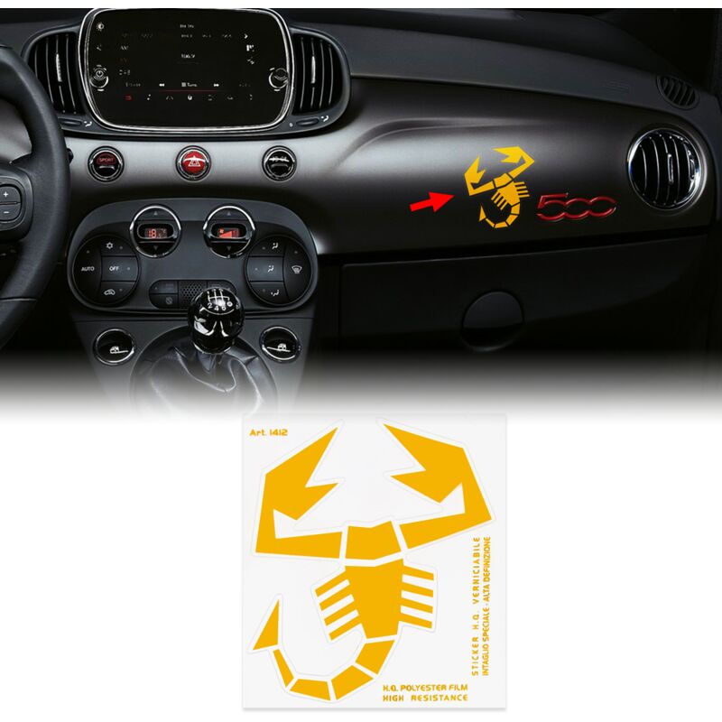 Adesivo Scorpione Abarth Prefustellato, h 10.5 cm - Colore: GIALLO