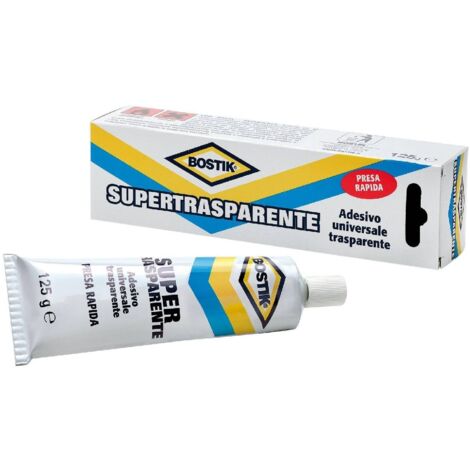 Adesivo "Supertrasparente" universale a contatto incolore a presa rapida resistente -125 gr / 12 pezzi