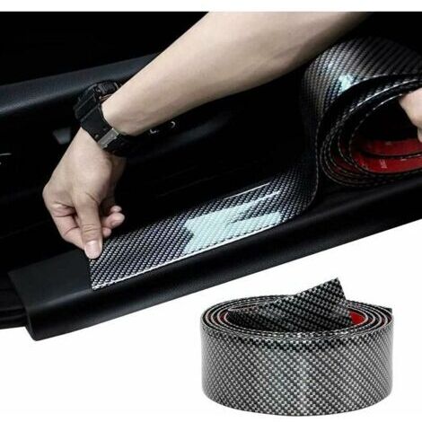 Adesivo universale per auto in fibra di carbonio, leggero, flessibile e pieghevole, per battitacco e paraurti, adatto alla maggior parte delle auto (5 cm, 2,5 m, nero)