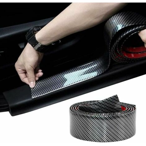 Adesivo universale per auto in fibra di carbonio, leggero, flessibile e pieghevole, per battitacco e paraurti, adatto alla maggior parte delle auto (5 cm, 2,5 m, nero)