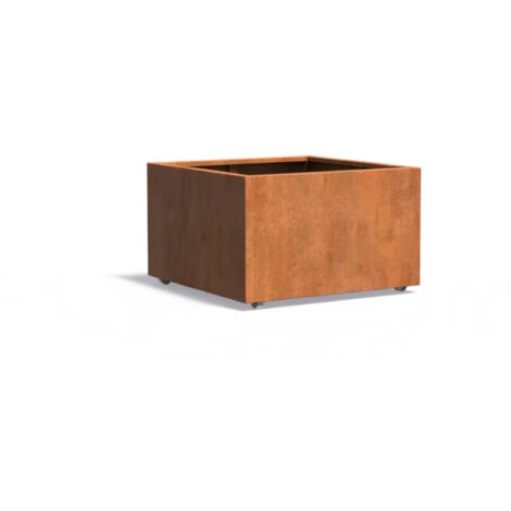Adezz Pflanzgefäß Carrez mit Rollen aus Corten-Stahl Pflanzkübel Größe 100x100x60 cm