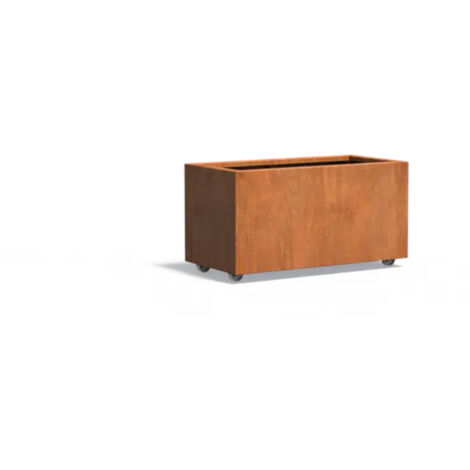 Adezz Pflanzgefäß Carrez mit Rollen aus Corten-Stahl Pflanzkübel Größe 100x50x50 cm