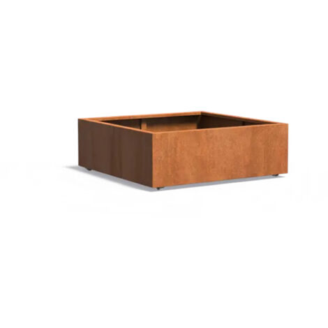 Adezz Pflanzgefäß Carrez mit Rollen aus Corten-Stahl Pflanzkübel Größe 120x120x40 cm