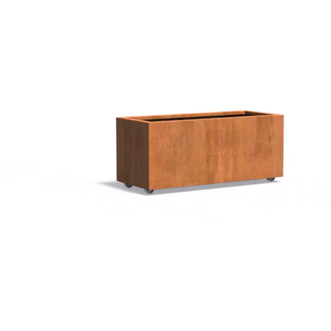 Adezz Pflanzgefäß Carrez mit Rollen aus Corten-Stahl Pflanzkübel Größe 120x50x50 cm