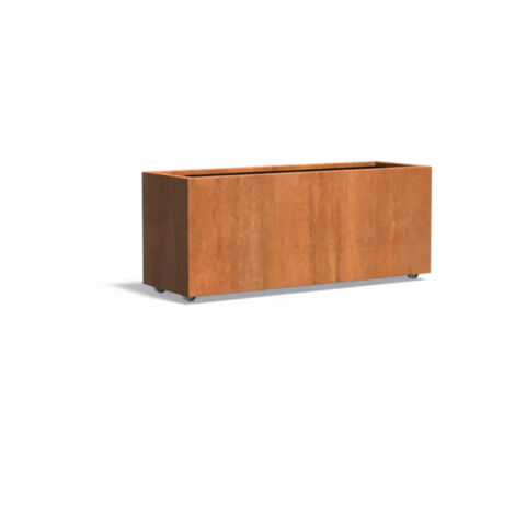 Adezz Pflanzgefäß Carrez mit Rollen aus Corten-Stahl Pflanzkübel Größe 150x50x60 cm