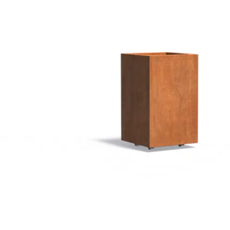 Adezz Pflanzgefäß Carrez mit Rollen aus Corten-Stahl Pflanzkübel Größe 50x50x80 cm